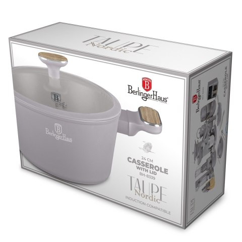 Garnek z pokrywką Ø24 cm - BerlingerHaus BH-8339 Taupe Nordic