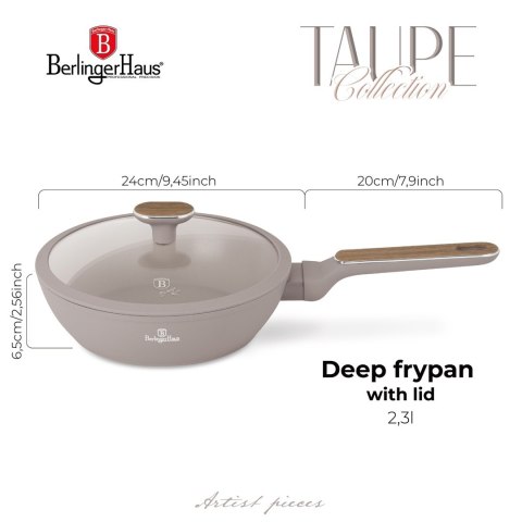 Głęboka patelnia z pokrywką 24cm BerlingerHaus BH-8333 Taupe Nordic