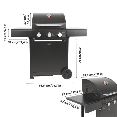 Grill gazowy ogrodowy XL BerlingerHaus z rusztem żeliwnym BH-8604