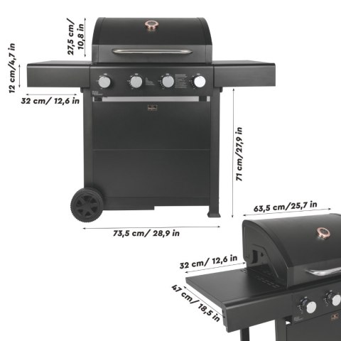 Grill gazowy ogrodowy XXL BerlingerHaus z rusztem żeliwnym BH-8605
