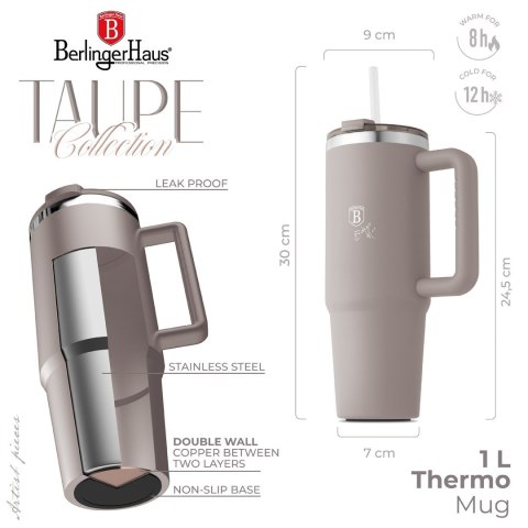 Kubek termiczny 1L BerlingerHaus Taupe Collection BH-8832