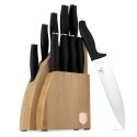 Noże kuchenne | Zestaw 9 noży w stojaku bambusowym Black Rose Collection BerlingerHaus BH-2760
