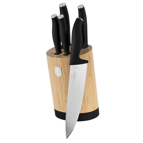 Noże kuchenne | Zestaw noży w bambusowym stojaku 5 el. BerlingerHaus Matte Black BH-2753