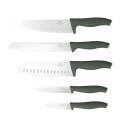 Noże kuchenne | Zestaw noży w bambusowym stojaku 5 el. BerlingerHaus Matte Green Collection BH-2751