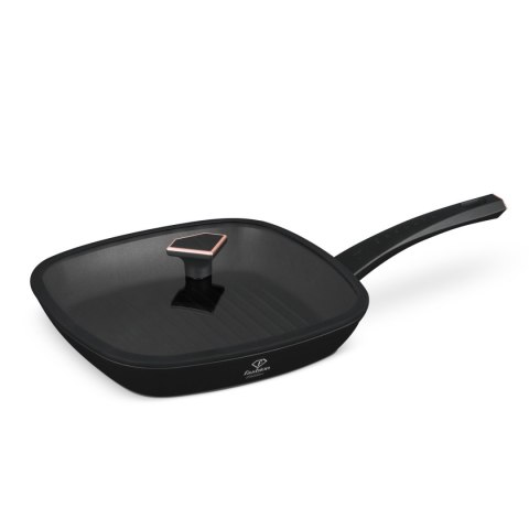 Patelnia grillowa 28cm z powłoką tytanową + pokrywką Fashion TV FTV-0034 Matte Black-Rose Gold