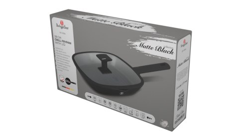 Patelnia grillowa z pokrywką 28cm | BerlingerHaus BH-8184 Matte Black