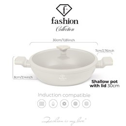 Garnek niski z pokrywką 30 cm Fashion TV FTV-0067 Matte Cream Gold