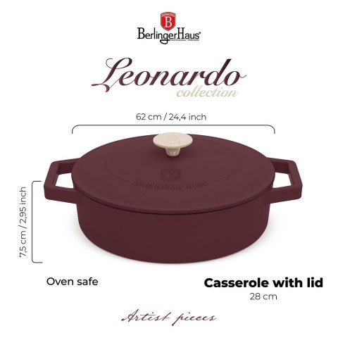 Garnek żeliwny 2,57L z pokrywką 26cm BerlingerHaus Leonardo BH-6263