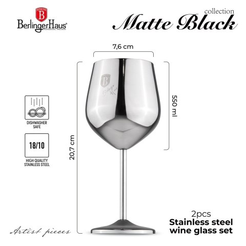Metalowy kieliszek do wina - stal nierdzewna BerlingerHaus BH-8661|OUTLET