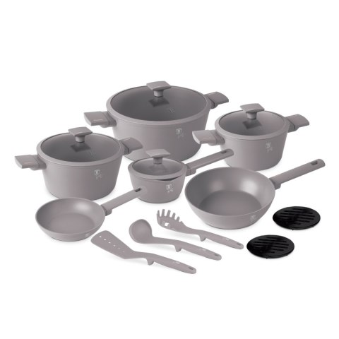 Zestaw 15el. garnki, patelnie, akcesoria BerlingerHaus Taupe BH-8111