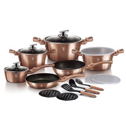 Zestaw 18 el. garnki, patelnie, przybory kuchenne BerlingerHaus BH-7034 Rose Gold