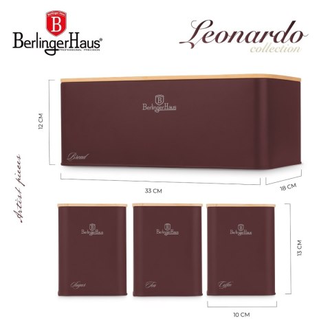 Zestaw 3 pojemników i chlebak BerlingerHaus BH-8900 Leonardo Collection