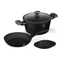 Zestaw Garnek z pokrywką i patelnia 24cm + podkładka Fashion TV FTV-0047 Matte Black- Rose Gold