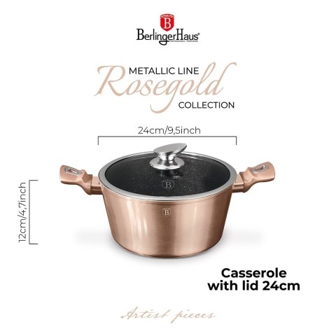 Garnek 4,1L z pokrywką 24cm BerlingerHaus BH-1515 Rose Gold | OUTLET