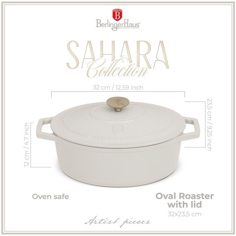 Garnek żeliwny owalny 5,56l z pokrywką 32cm Berlinger Haus Sahara BH-8967