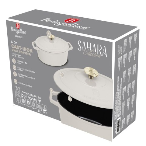 Garnek żeliwny owalny 5,56l z pokrywką 32cm Berlinger Haus Sahara BH-8967