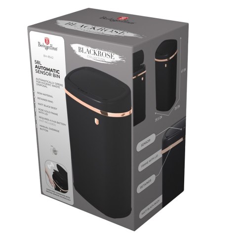 Kosz na śmieci sensoryczny o pojemności 58l Black Rose BerlingerHaus BH-8542 | OUTLET