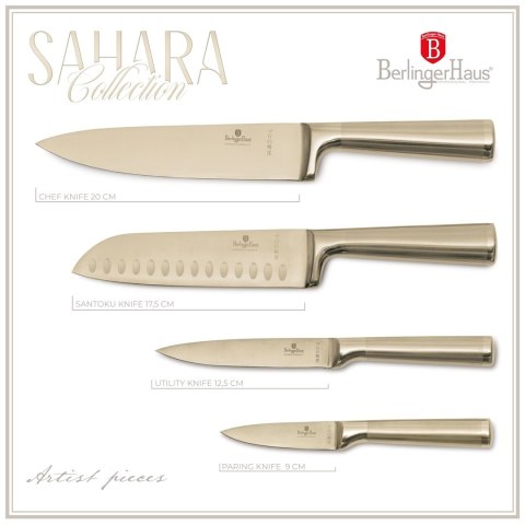 Noże kuchenne | Zestaw 4 złotych noży BerlingerHaus Leonardo Collection BH-2976 | OUTLET