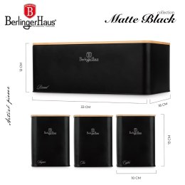 Zestaw 3 pojemników i chlebak BerlingerHaus BH-8903 Matte Black Collection