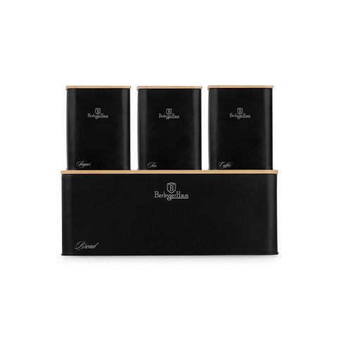 Zestaw 3 pojemników i chlebak BerlingerHaus BH-8903 Matte Black Collection